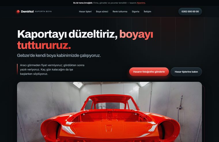 Kaporta ve boya teması önizlemesi